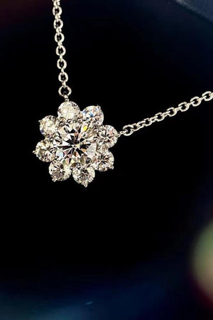 Dearest 1 Carat Floral Pendant Moissanite Necklace - MXSTUDIO.COM