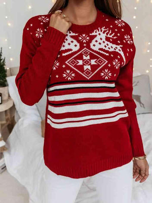 December Mood Red Reindeer Christmas Sweater-MXSTUDIO.COM