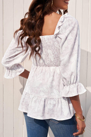 Decent Floral Tiered Ruffled White Babydoll Blouse - MXSTUDIO.COM