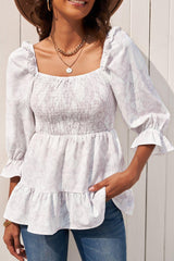 Decent Floral Tiered Ruffled White Babydoll Blouse - MXSTUDIO.COM