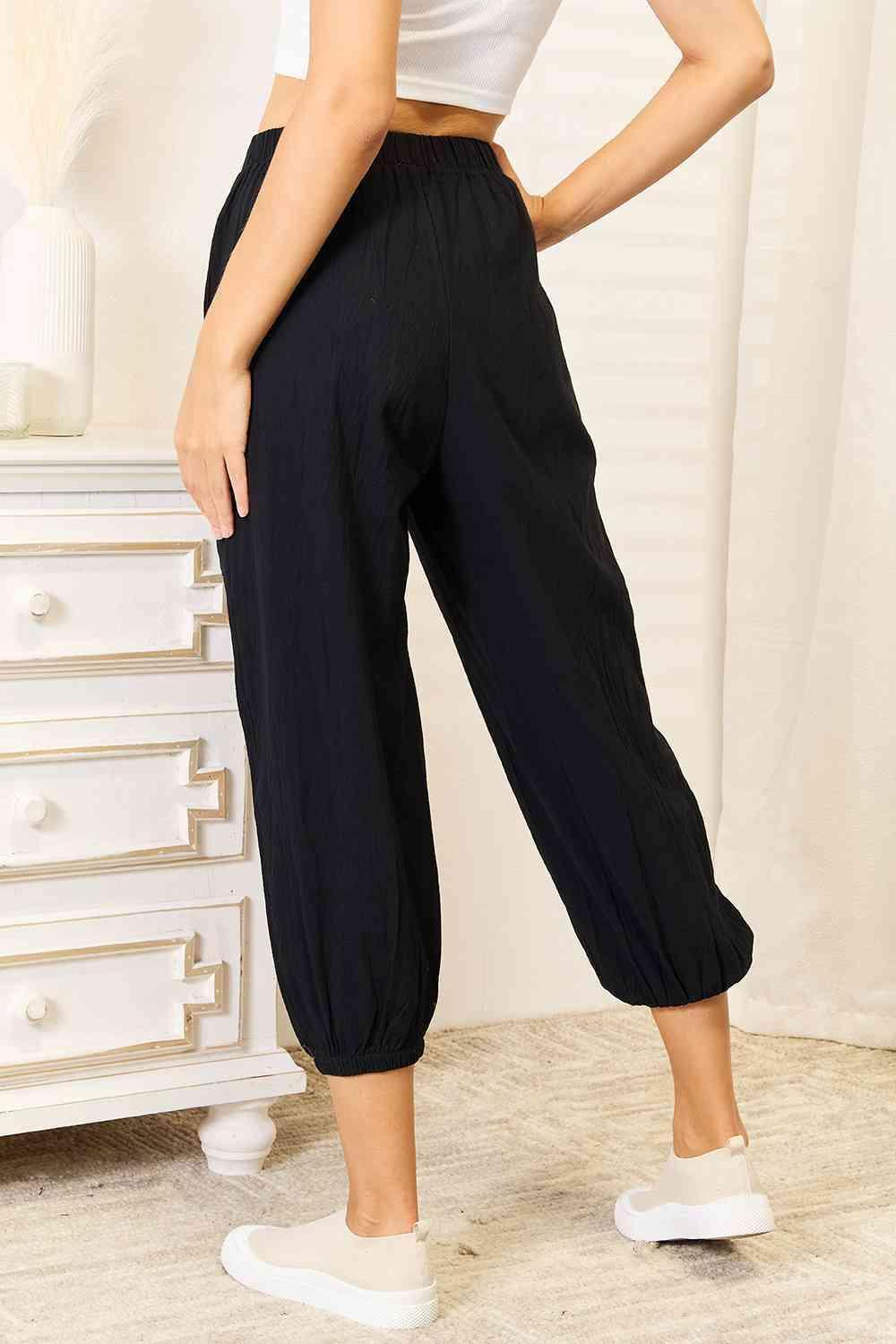 Decorative Button Plus Size Cropped Pants - MXSTUDIO.COM