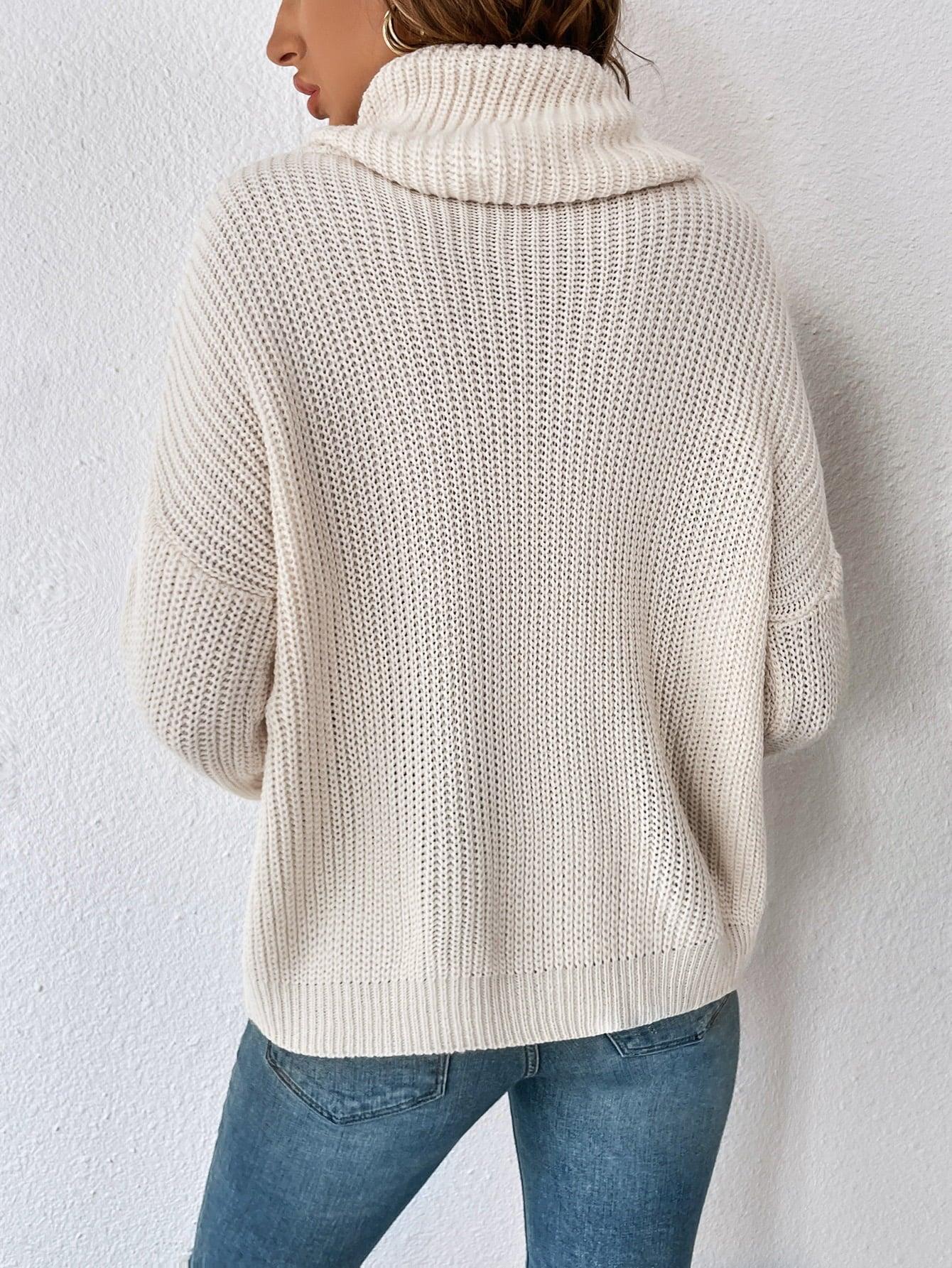 Decorative Buttons Women's Turtleneck Sweater - MXSTUDIO.COM