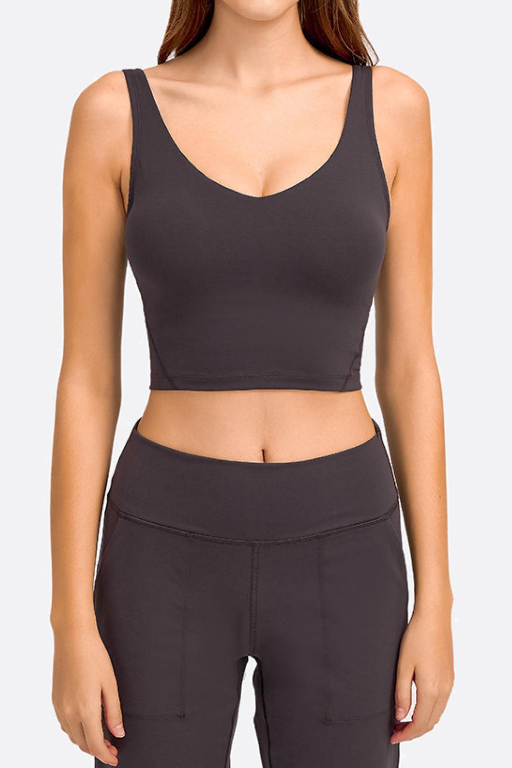 Deep Impact V- Neck Crop Athletic Bra - MXSTUDIO.COM