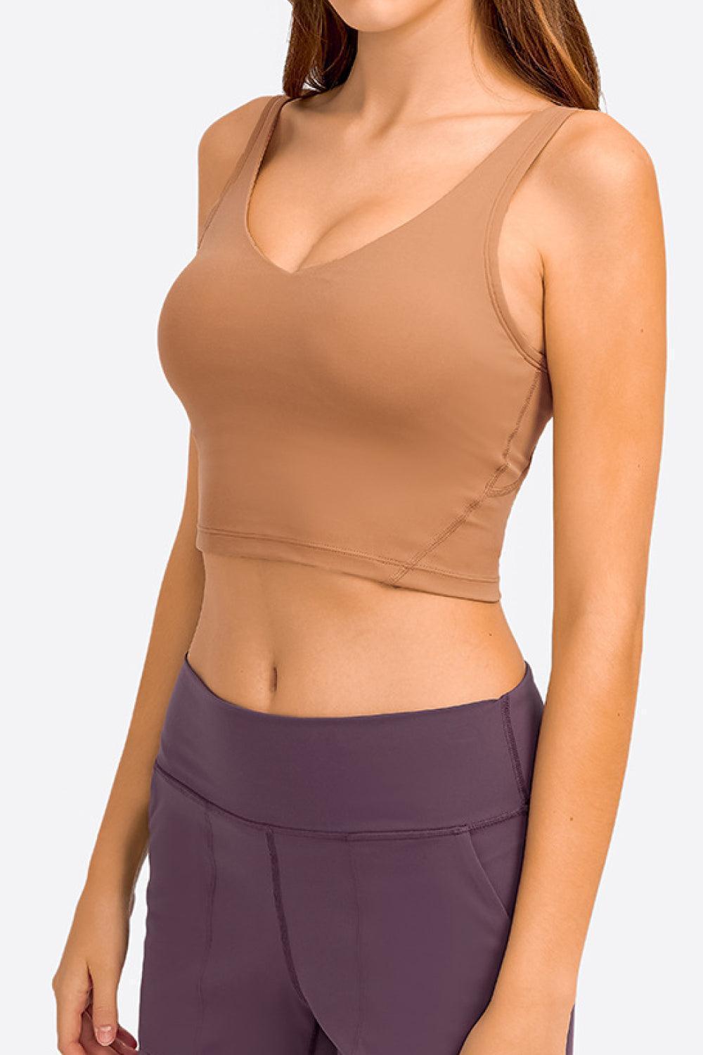 Deep Impact V- Neck Crop Athletic Bra - MXSTUDIO.COM