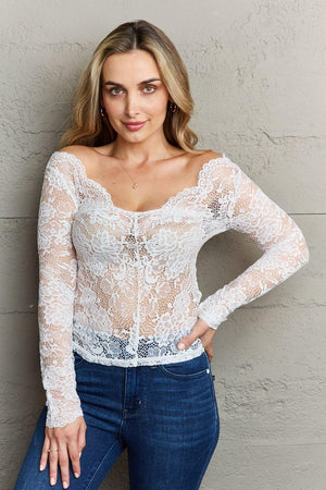 Delicate Allure White Lace Long Sleeve Top - MXSTUDIO.COM