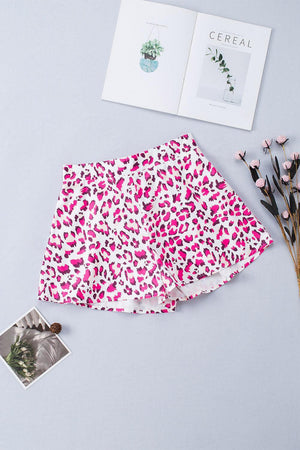 Delicate Leopard Print Elastic Waist Shorts - MXSTUDIO.COM