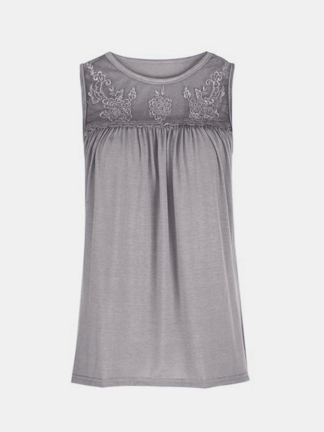 a women's tank top with a lace detail