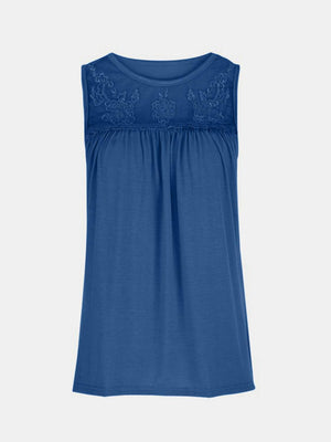 a women's tank top with lace detailing