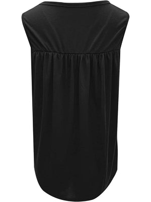 a women's black top with a gathered neckline