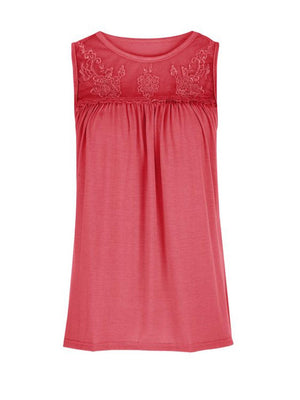 a women's tank top with a lace detail