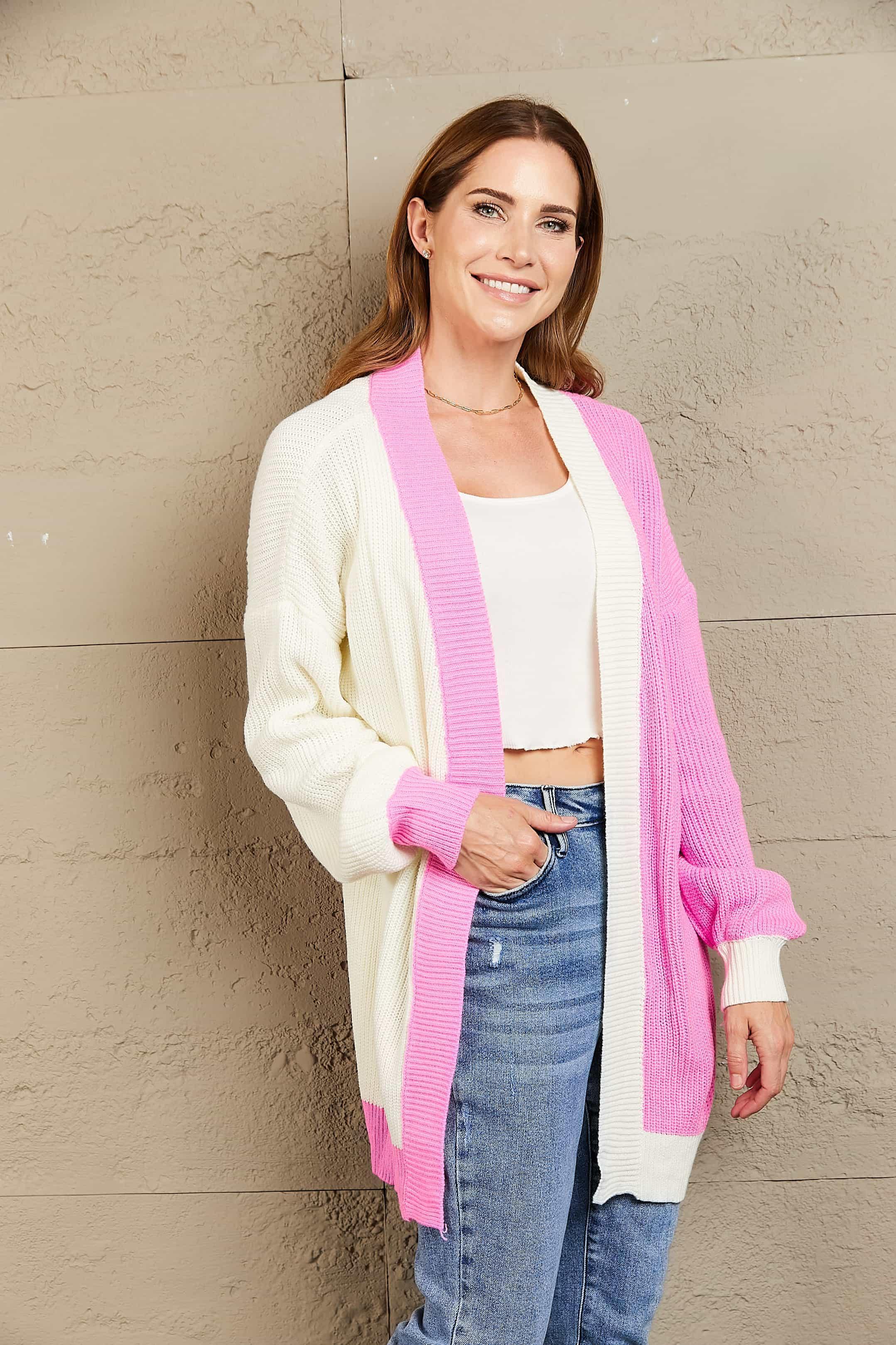 Delightful Comfort Color Block Longline Cardigan - MXSTUDIO.COM