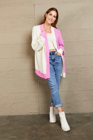 Delightful Comfort Color Block Longline Cardigan - MXSTUDIO.COM