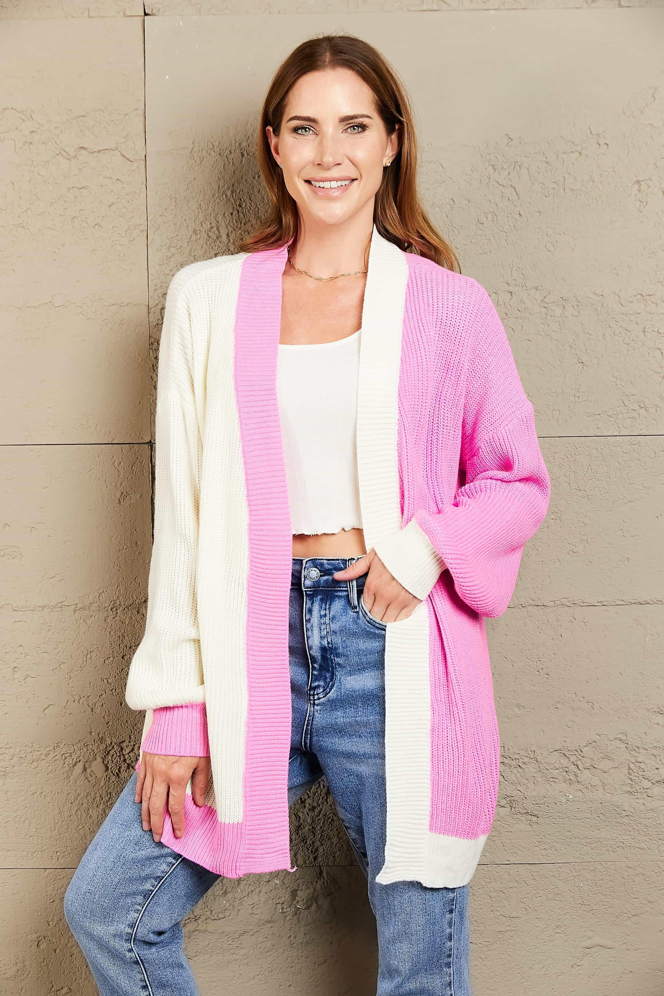 Delightful Comfort Color Block Longline Cardigan - MXSTUDIO.COM