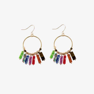 Delightful Feel Multicolored Stone Dangle Earrings-MXSTUDIO.COM