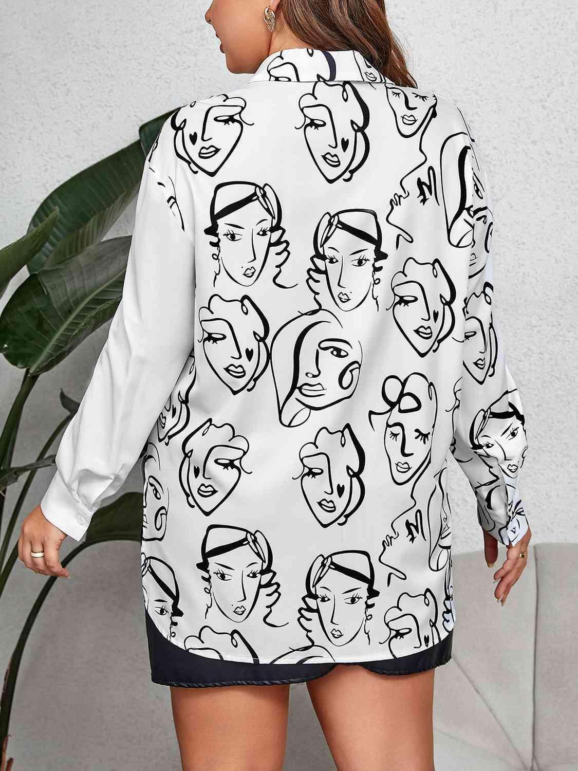 Delightful Printed Plus Size Longline Shirt - MXSTUDIO.COM