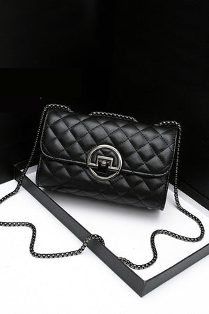 Deluxe Feel Chain Strap Fold Over Crossbody Bag - MXSTUDIO.COM