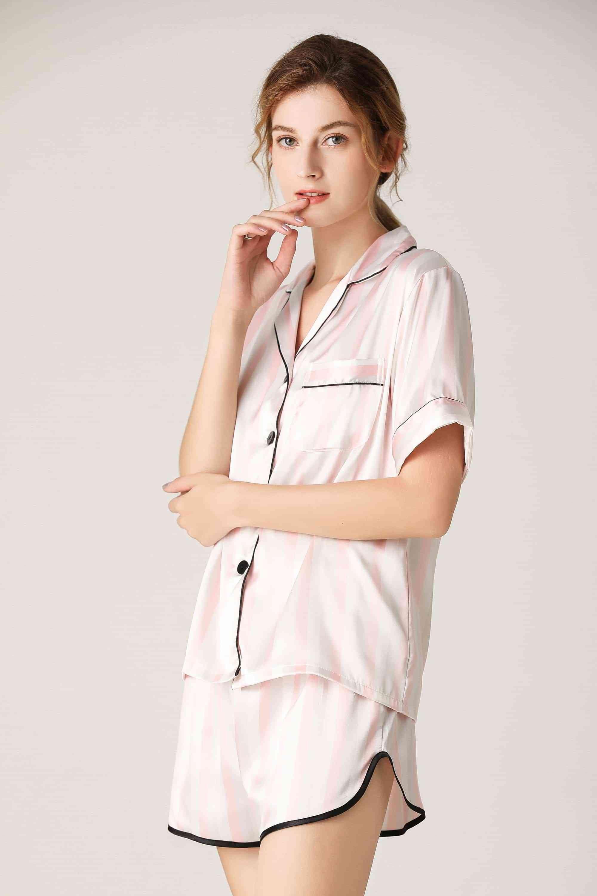 Deluxe Lapel Collar Shorts And Shirt Pajama Set - MXSTUDIO.COM