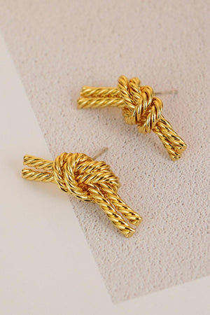 Deluxe Sheen 18K Gold Plated Twisted Knot Earrings - MXSTUDIO.COM