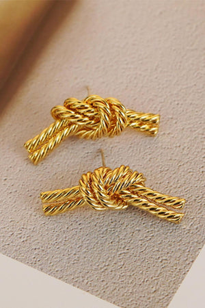 Deluxe Sheen 18K Gold Plated Twisted Knot Earrings - MXSTUDIO.COM