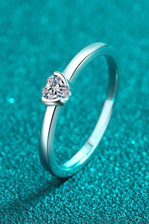 Detailed Platinum-Plated Moissanite Heart Ring - MXSTUDIO.COM