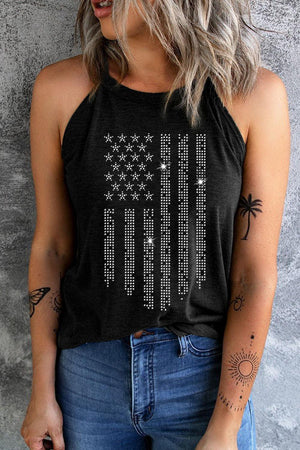 Devoted Black Graphic American Flag Tank - MXSTUDIO.COM