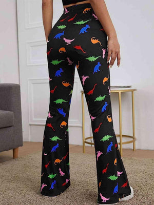 Dinosaur Print High Waisted Bootcut Pants - MXSTUDIO.COM