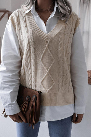 Direct Cable-Knit Sweater Vest - MXSTUDIO.COM