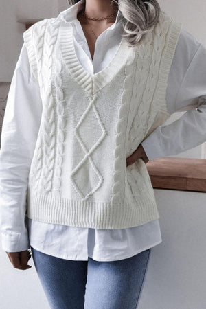 Direct Cable-Knit Sweater Vest - MXSTUDIO.COM