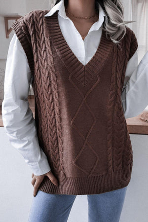 Direct Cable-Knit Sweater Vest - MXSTUDIO.COM