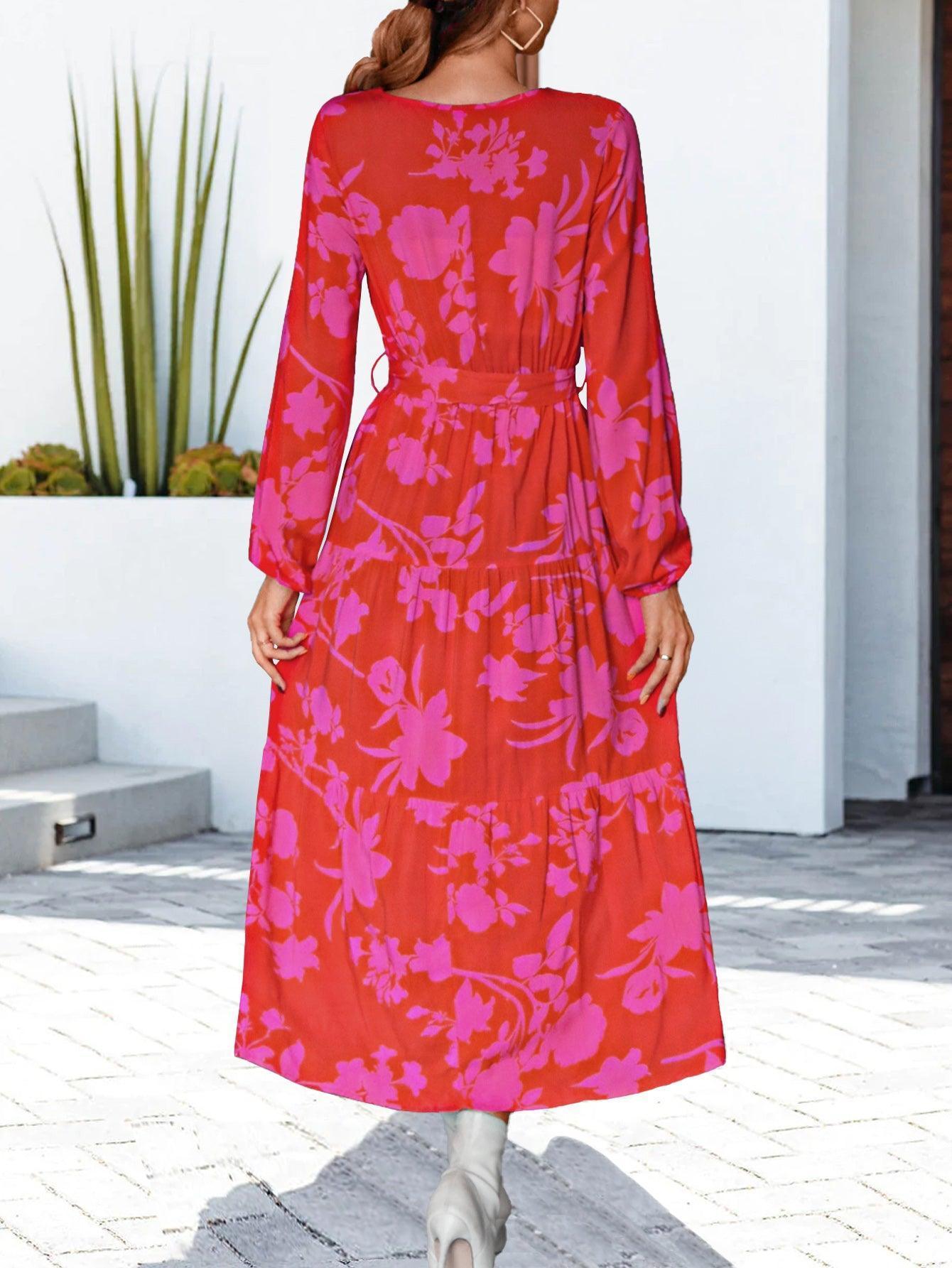 Display Of Perfection Floral Long Sleeve Midi Dress - MXSTUDIO.COM