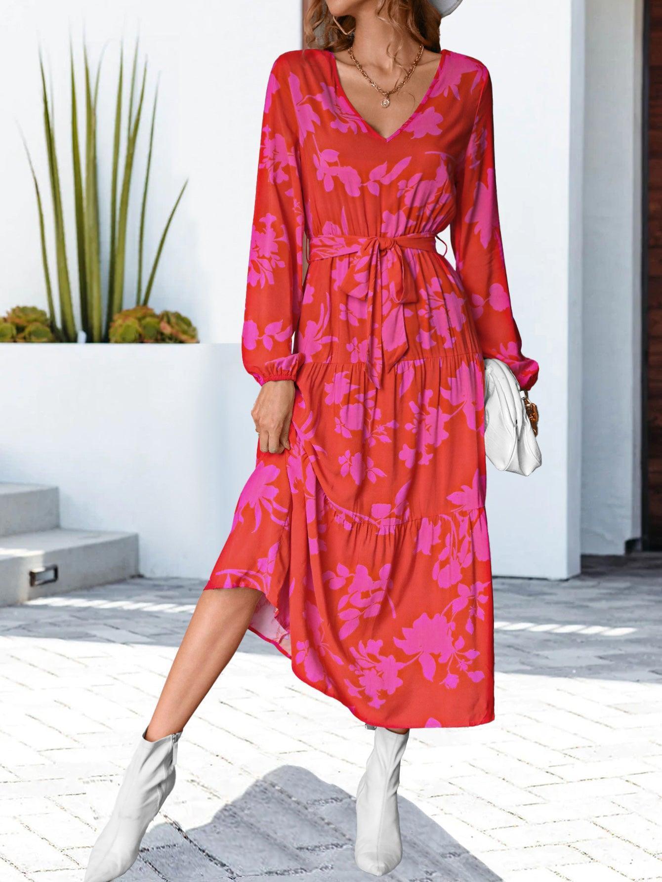 Display Of Perfection Floral Long Sleeve Midi Dress - MXSTUDIO.COM