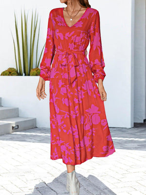 Display Of Perfection Floral Long Sleeve Midi Dress - MXSTUDIO.COM