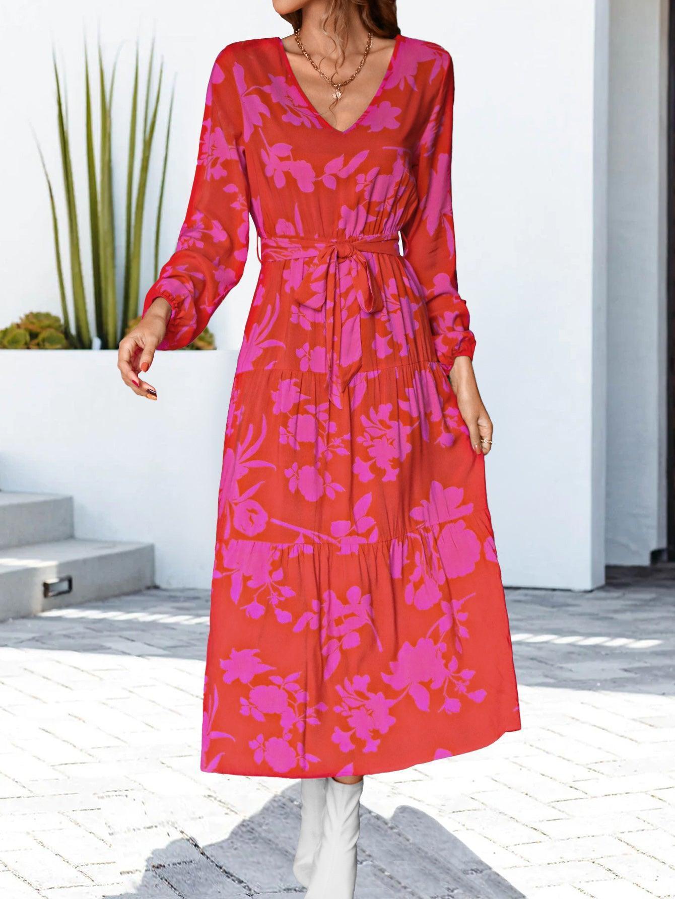 Display Of Perfection Floral Long Sleeve Midi Dress - MXSTUDIO.COM