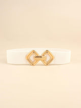 Display-Worthy Geometric Buckle Wide Stretch Waist Belt - MXSTUDIO.COM