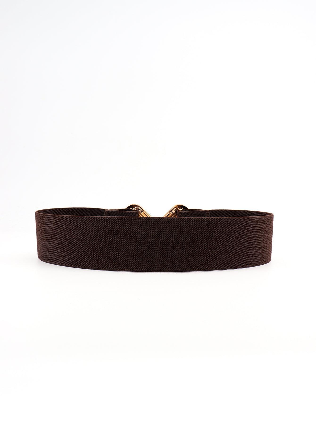 Display-Worthy Geometric Buckle Wide Stretch Waist Belt - MXSTUDIO.COM