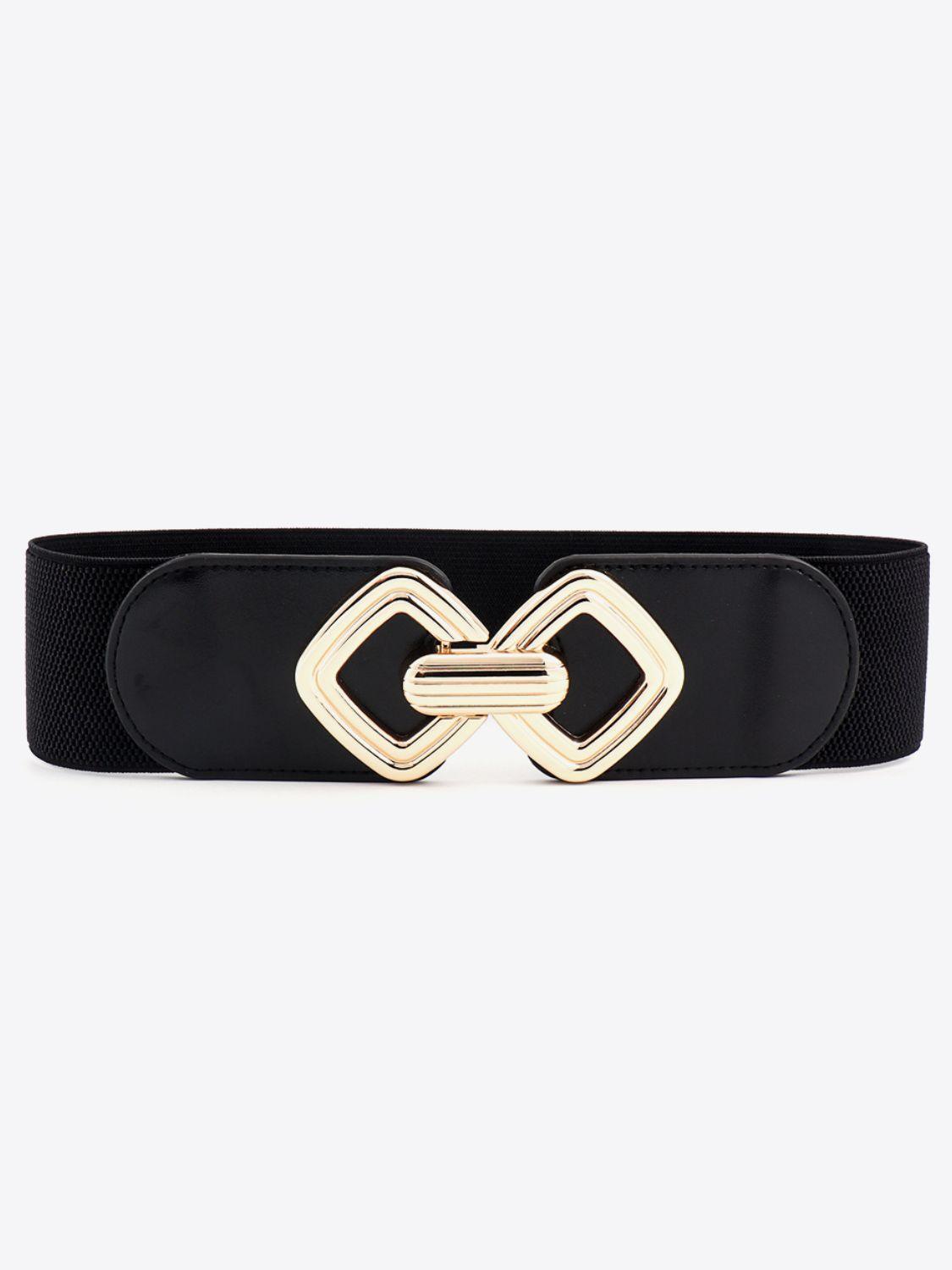 Display-Worthy Geometric Buckle Wide Stretch Waist Belt - MXSTUDIO.COM