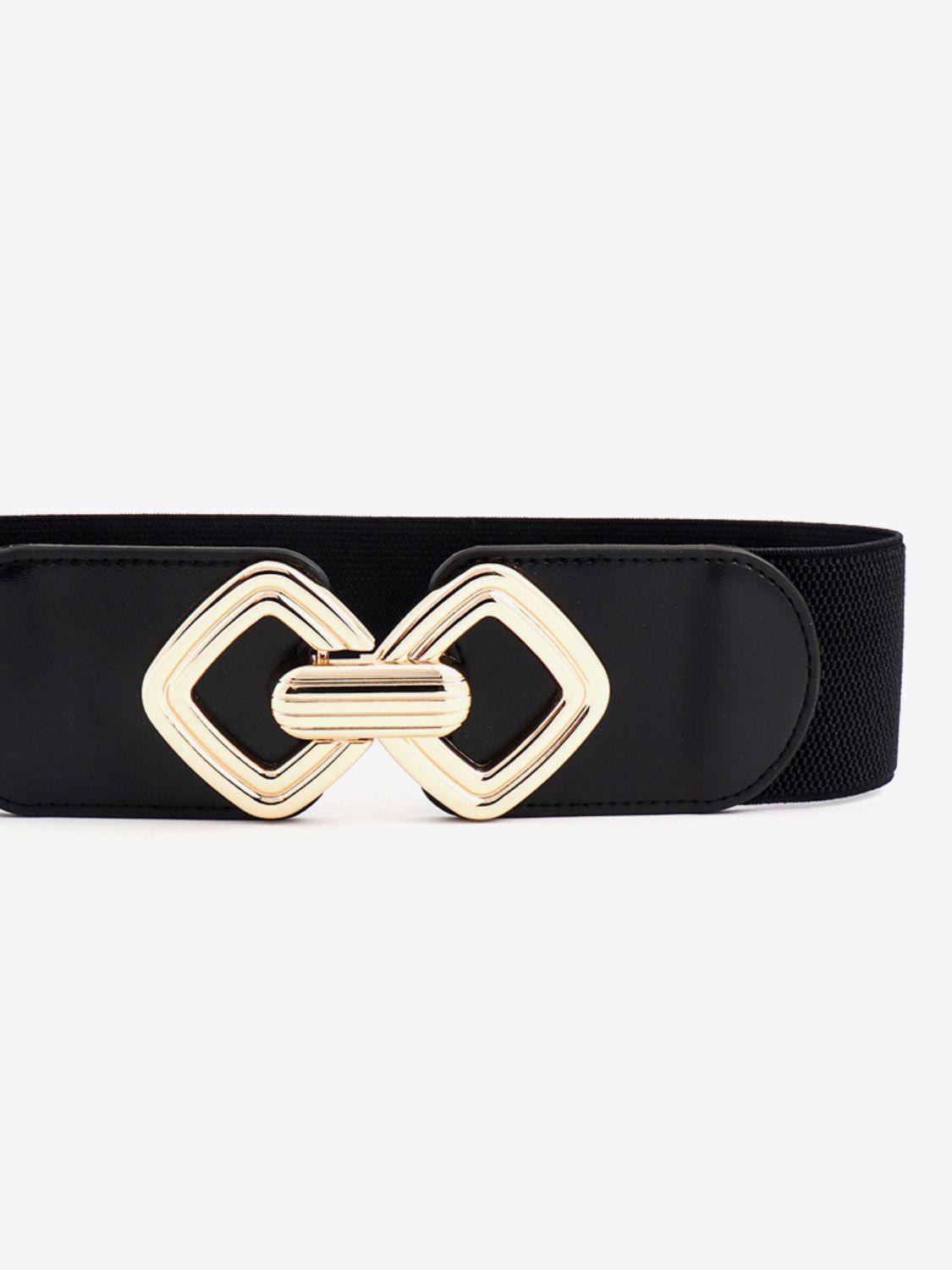 Display-Worthy Geometric Buckle Wide Stretch Waist Belt - MXSTUDIO.COM