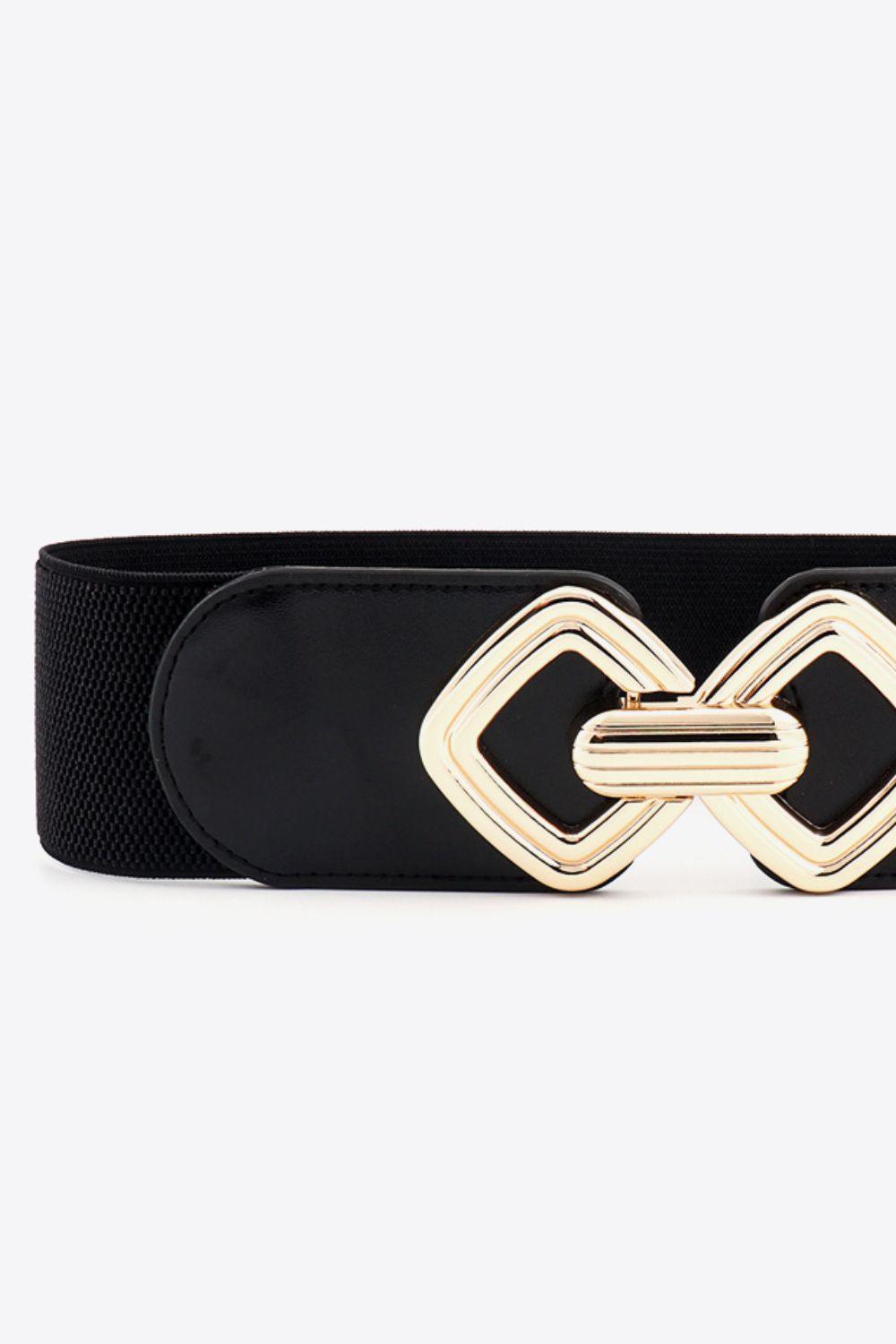 Display-Worthy Geometric Buckle Wide Stretch Waist Belt - MXSTUDIO.COM