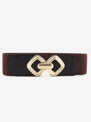 Display-Worthy Geometric Buckle Wide Stretch Waist Belt - MXSTUDIO.COM