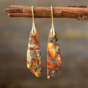 Distinctive Gold-Plated Copper Dangle Earrings-MXSTUDIO.COM