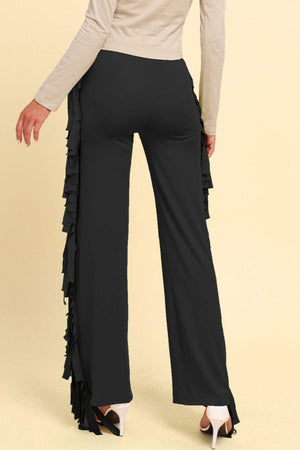 Distinctive High Waist Fringe Wide Leg Pants - MXSTUDIO.COM