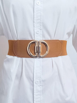 Distinctive Look D Buckle Women's Wide Stretch Belt - MXSTUDIO.COM