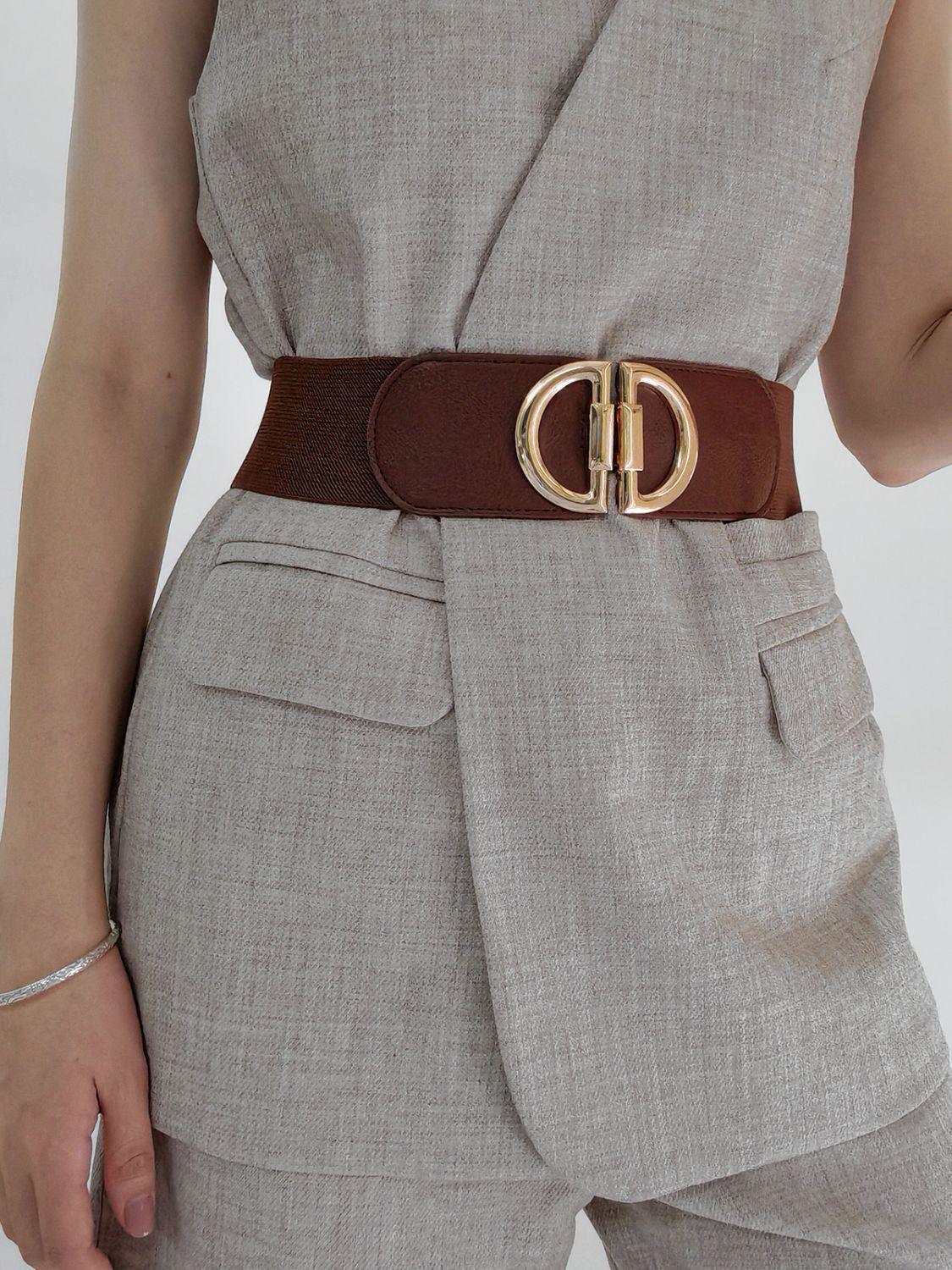 Distinctive Look D Buckle Women's Wide Stretch Belt - MXSTUDIO.COM