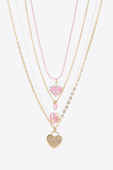 Distinctive Zinc Alloy Pendant 4-Piece Layered Necklace Set - MXSTUDIO.COM