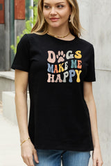 Dogs Make Me Happy Plus Graphic Size T Shirt - MXSTUDIO.COM