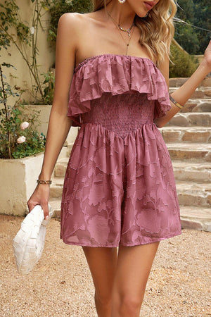 Dollish Ruffled Layered Strapless Romper - MXSTUDIO.COM