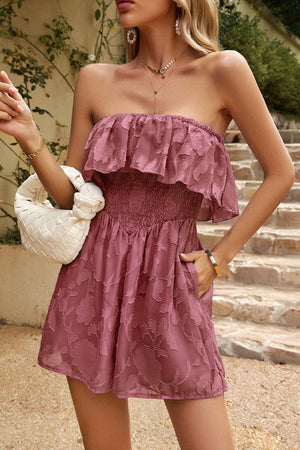 Dollish Ruffled Layered Strapless Romper - MXSTUDIO.COM