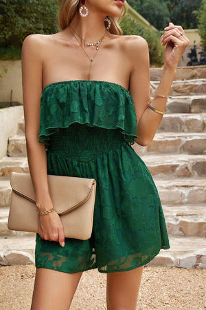 Dollish Ruffled Layered Strapless Romper - MXSTUDIO.COM