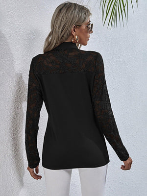 Dominant Long Sleeve Black Tie Neck Blouse - MXSTUDIO.COM