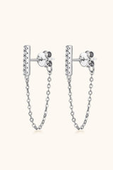 Dominating Sterling Silver Connected Moissanite Earrings - MXSTUDIO.COM